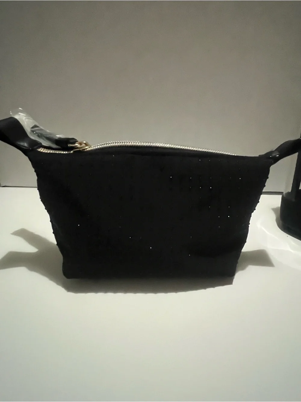 NWT Victoria's Secret Clear Black Cosmetic Bag Set with Gold Wing Accent